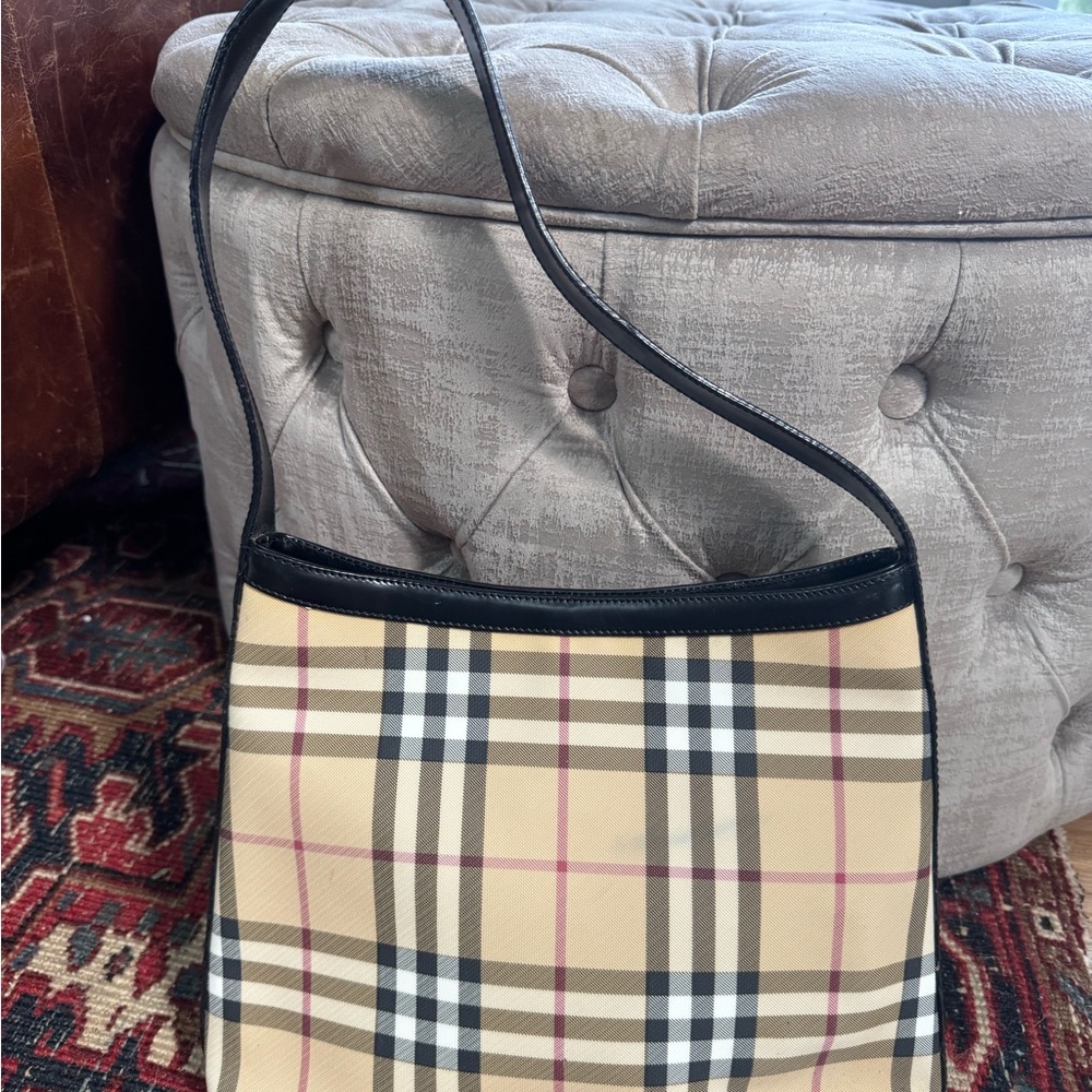 Burberry Tan and Black Plaid Shoulder Bag EUC